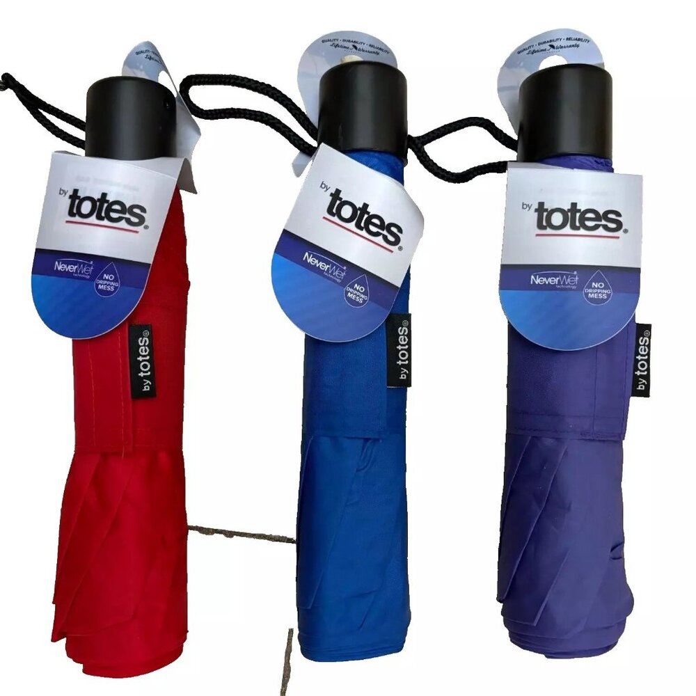 NWT Lot of 6 Pack Raines by Totes NeverWet Umbrella 43" Manual 3 Assorted Colors